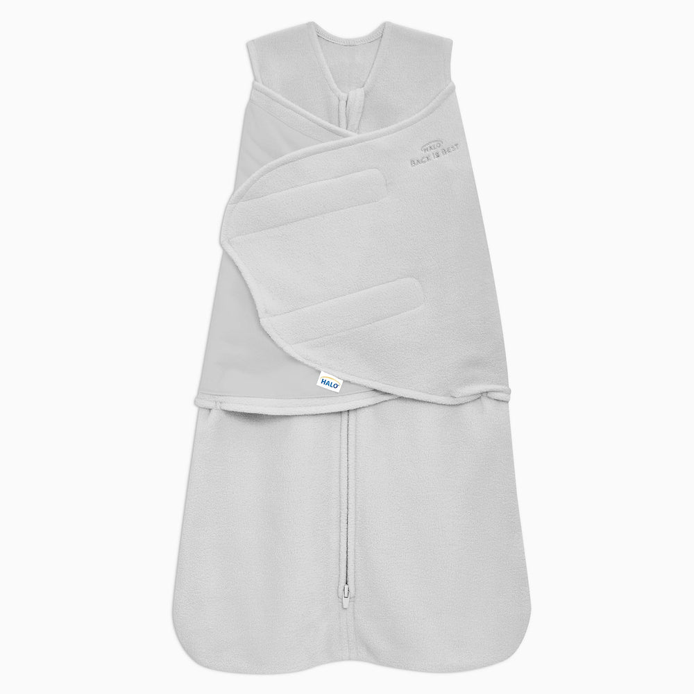 HALO SleepSack Swaddle front view with cozy microfleece warmth for cooler rooms.