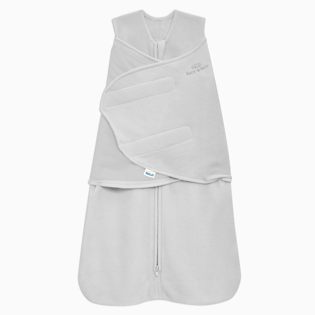 HALO SleepSack Swaddle front view with cozy microfleece warmth for cooler rooms.
