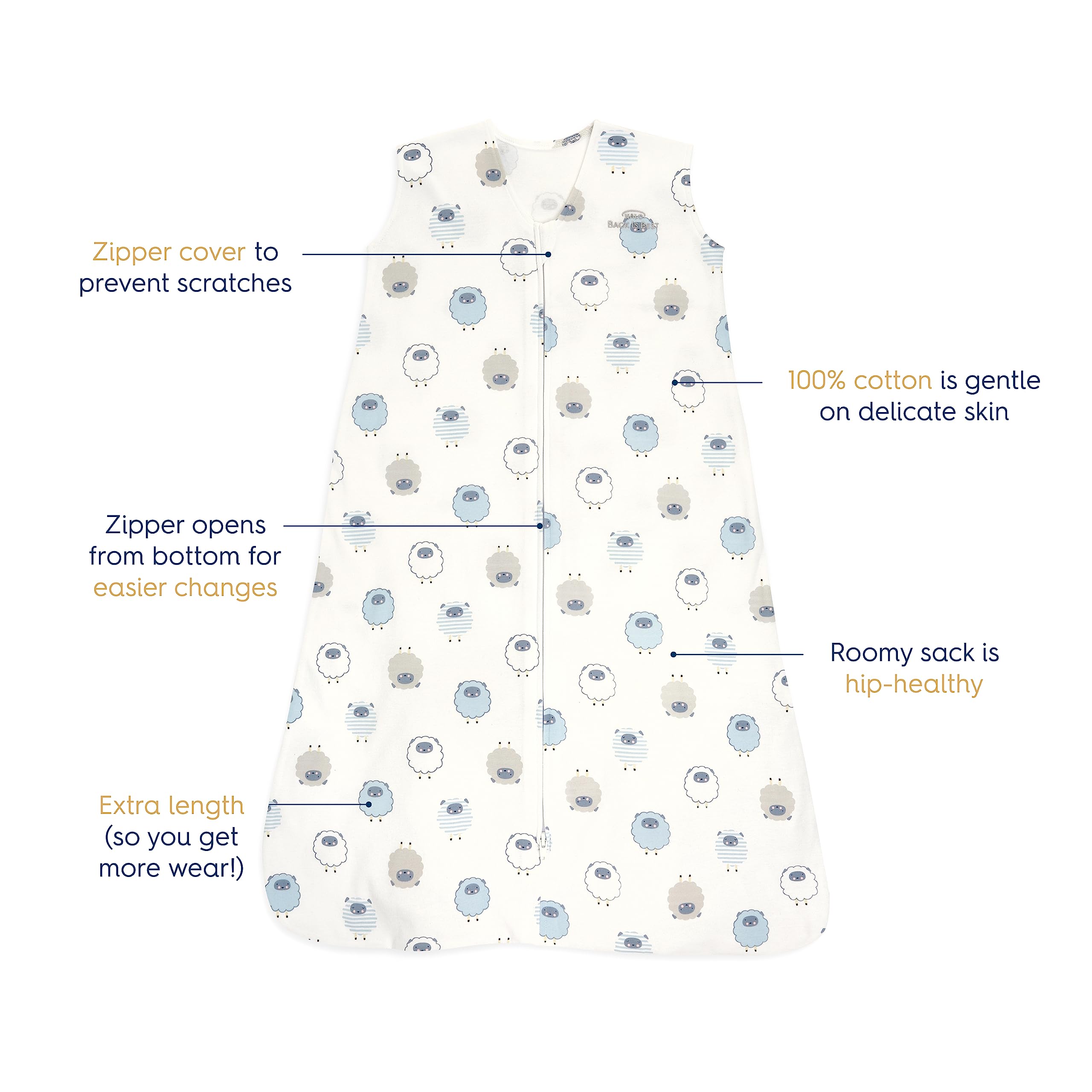 HALO SleepSack hip-healthy design supports safe hip positioning