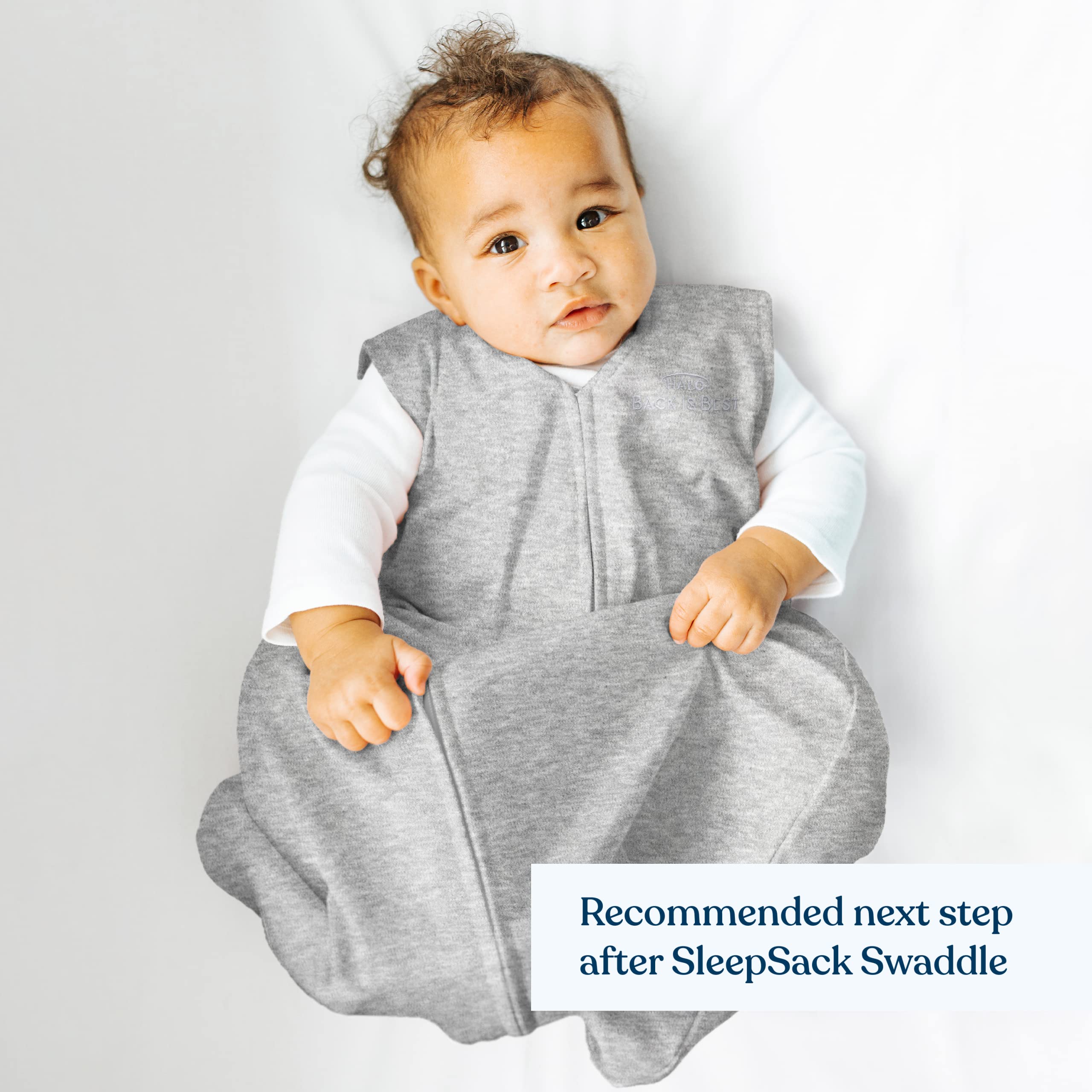 HALO SleepSack hip-healthy design supports hip positioning.