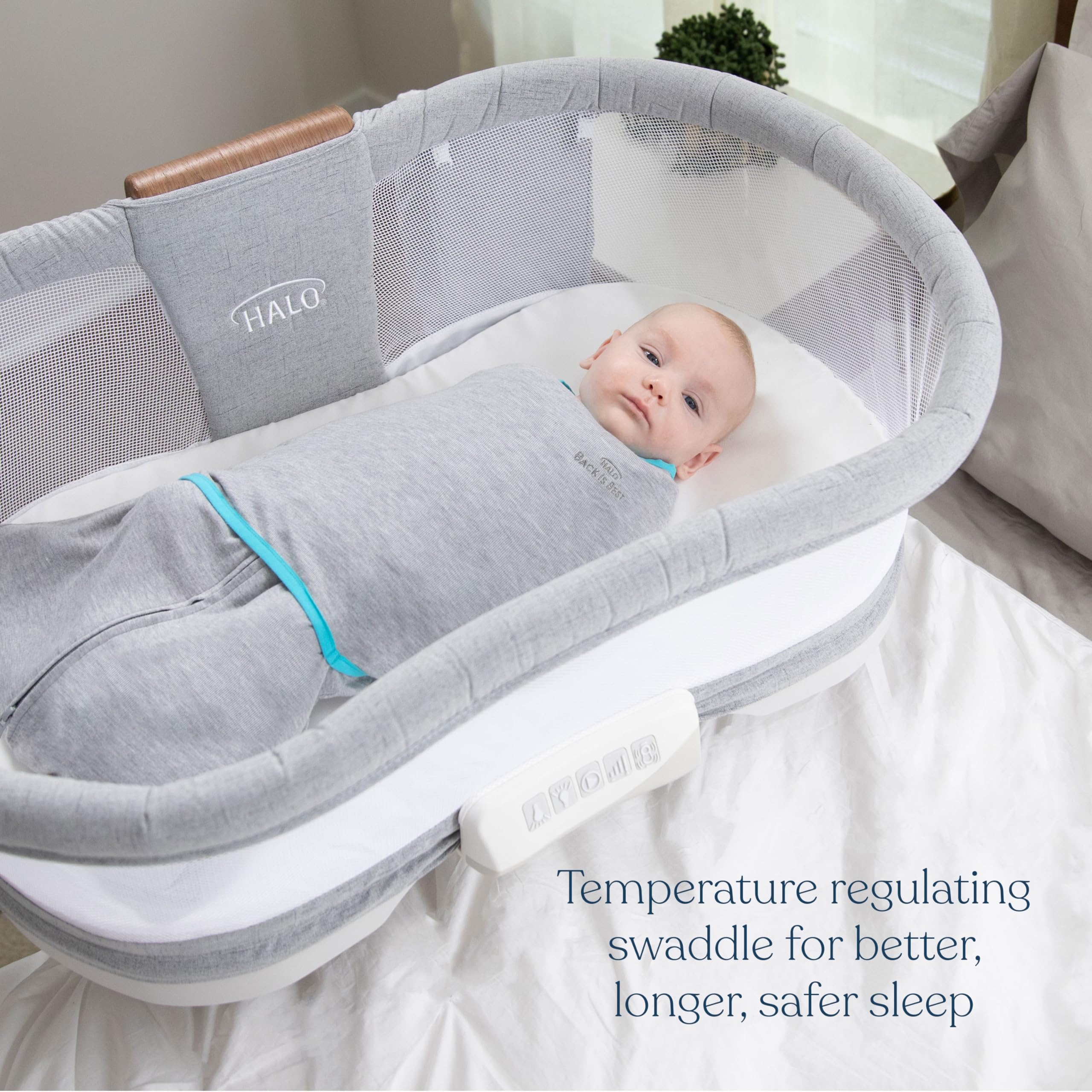HALO SleepSack Ideal Temp fabric regulates baby's warmth throughout sleep.
