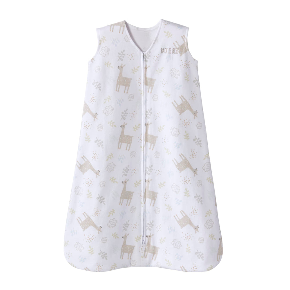 Halo SleepSack llama sand front view, soft, breathable 100% cotton.