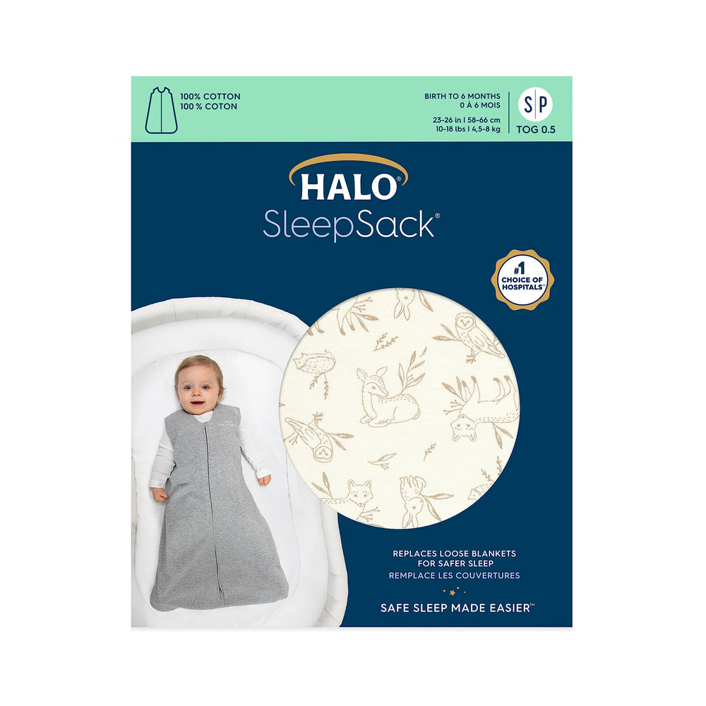 HALO SleepSack lullaby forest back view; cozy wearable blanket for safe nights.