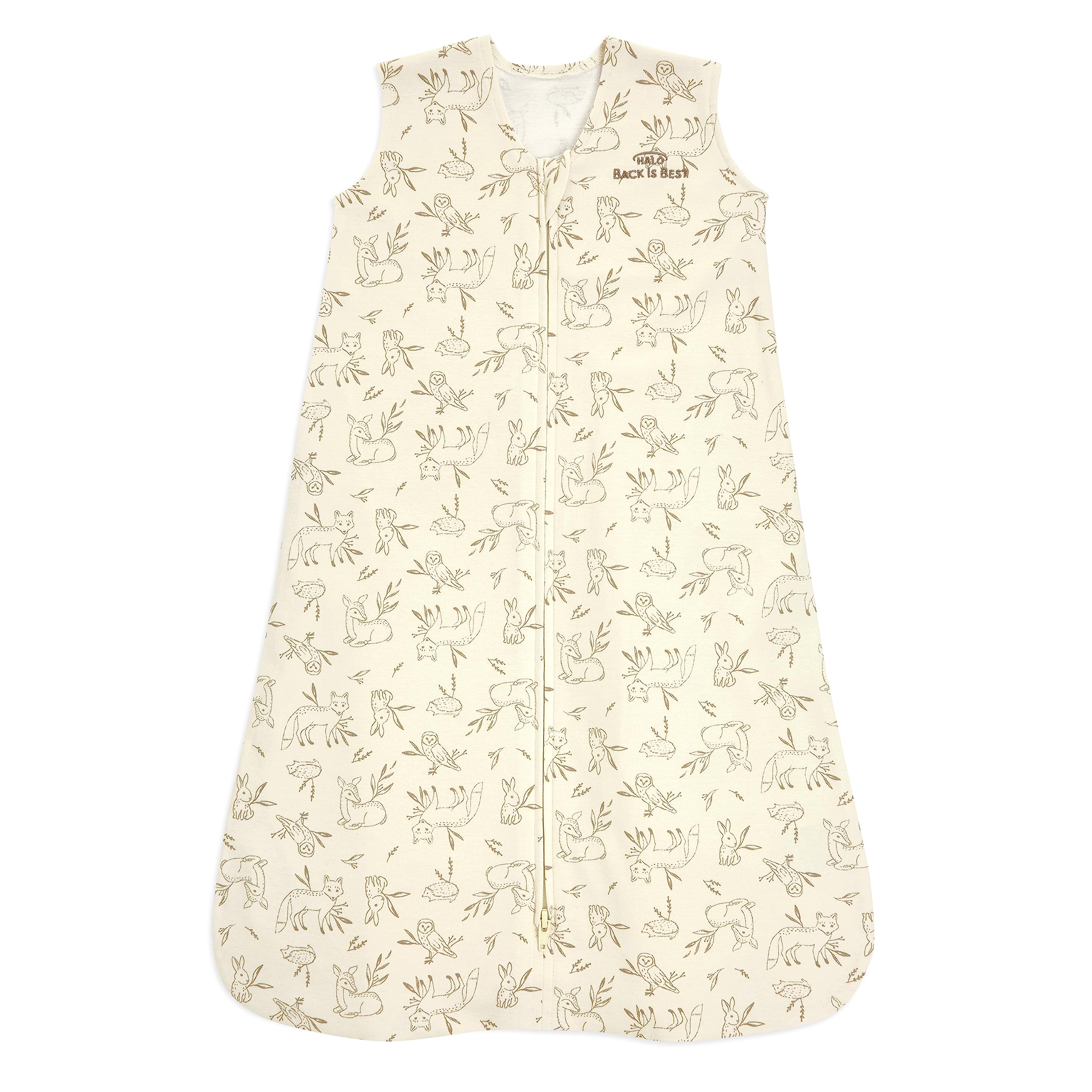 HALO SleepSack lullaby forest front view; breathable cotton for gentle sleep.