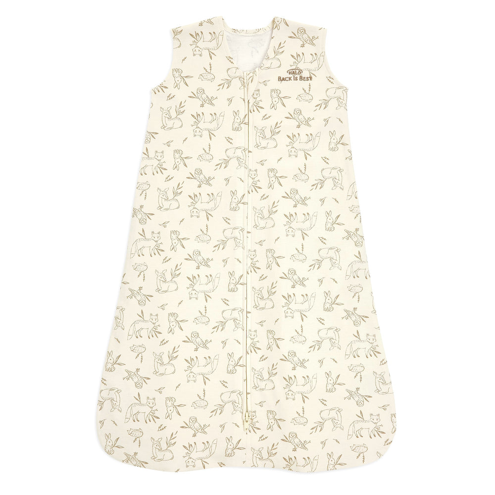 HALO SleepSack lullaby forest front view; breathable cotton for gentle sleep.
