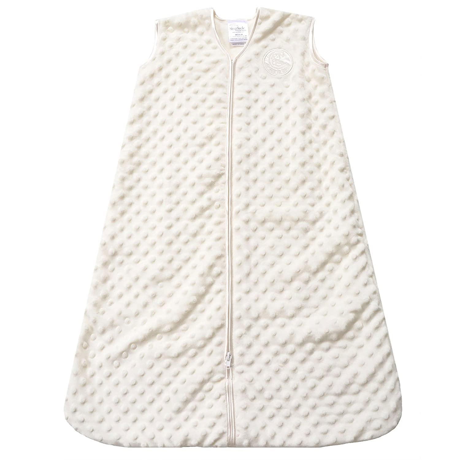 Halo Sleepsack Plush Dot Velboa Cream Small for cozy, safe baby sleep.