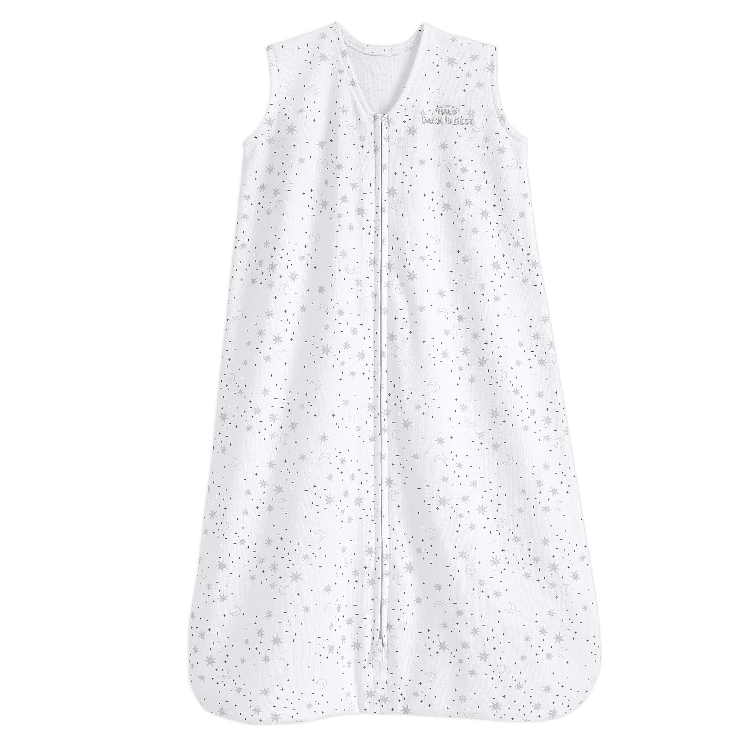 HALO SleepSack Midnight Moons with soft cotton texture for cozy warmth.