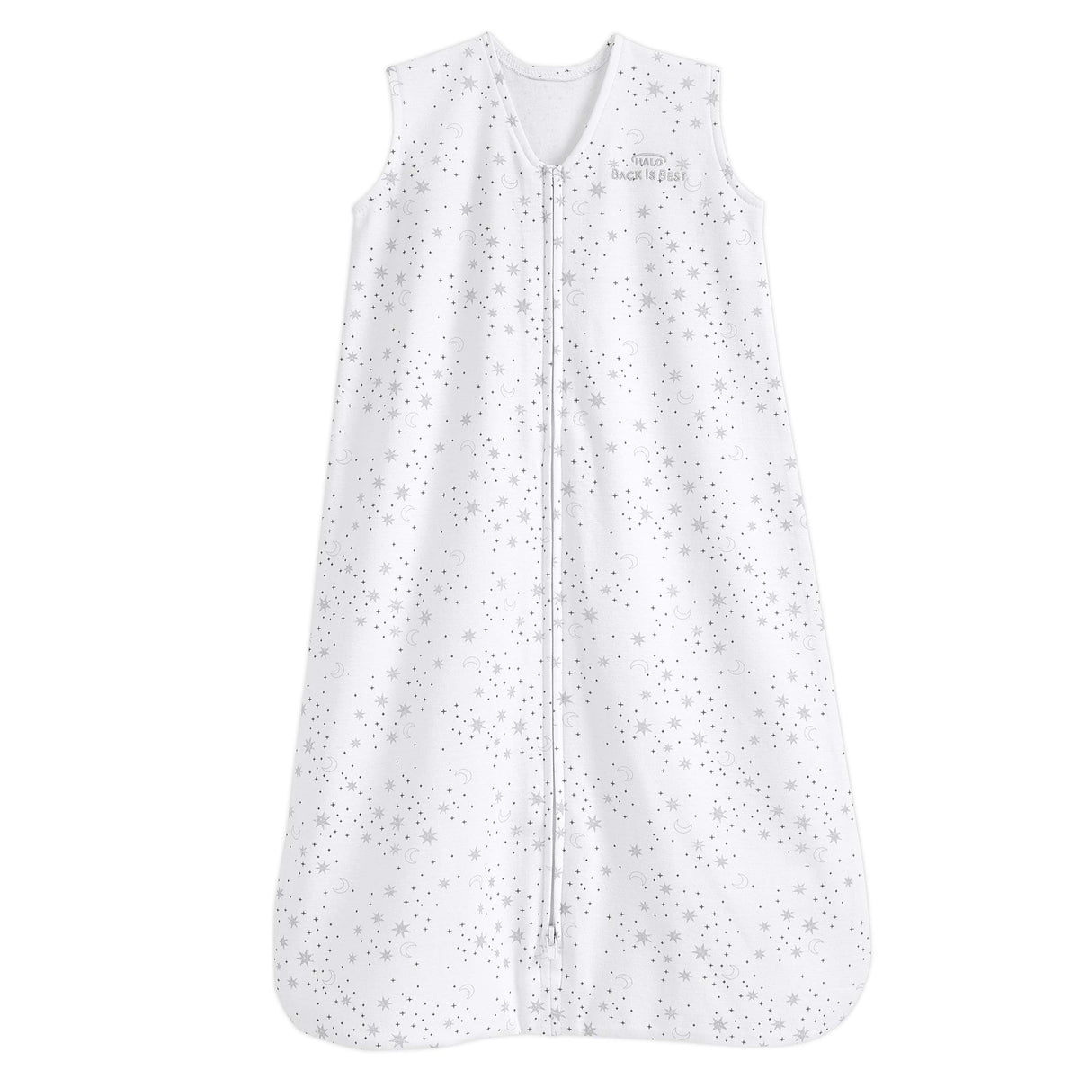 HALO SleepSack Midnight Moons with soft cotton texture for cozy warmth.