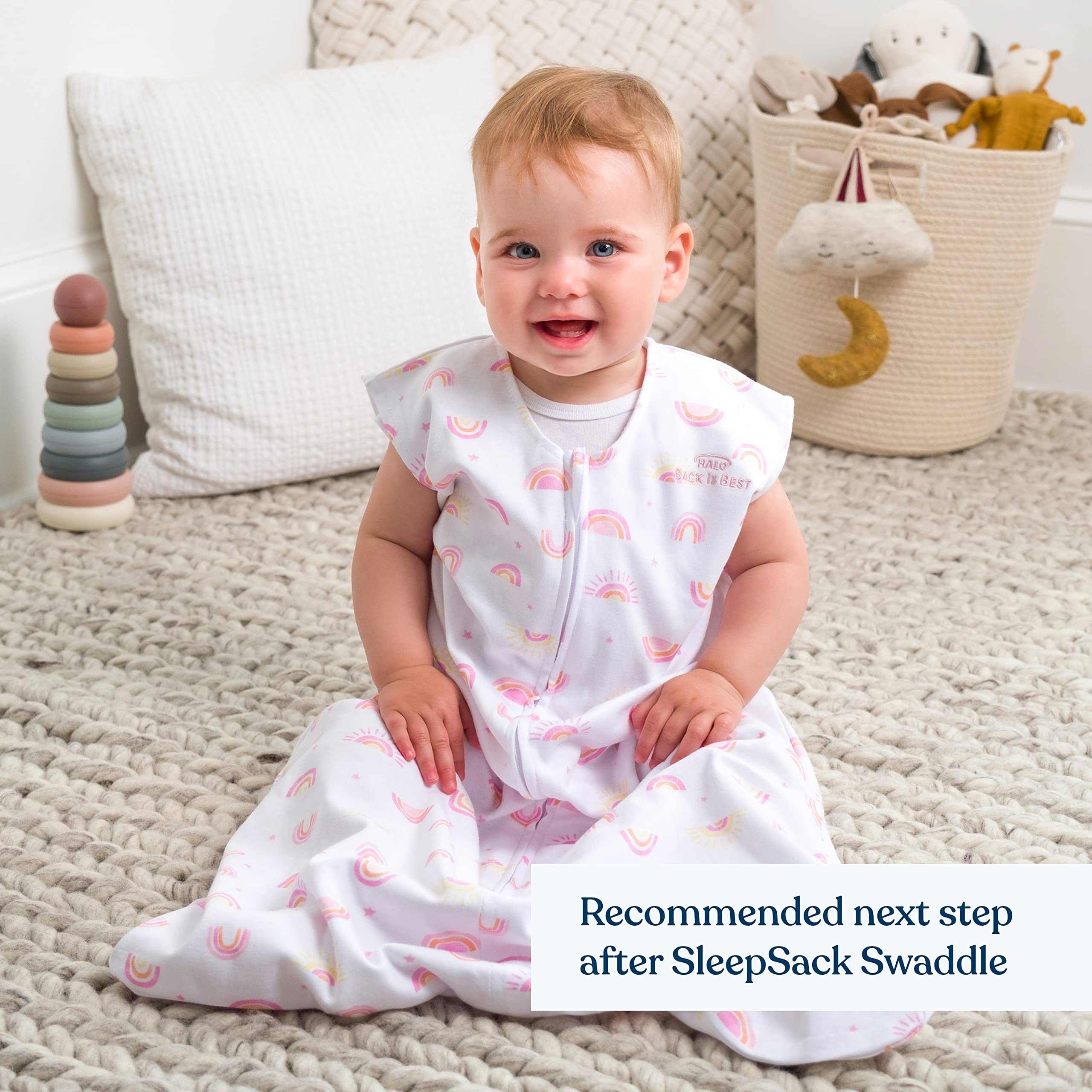 HALO SleepSack Sunshine Rainbows neck zipper cover protects skin
