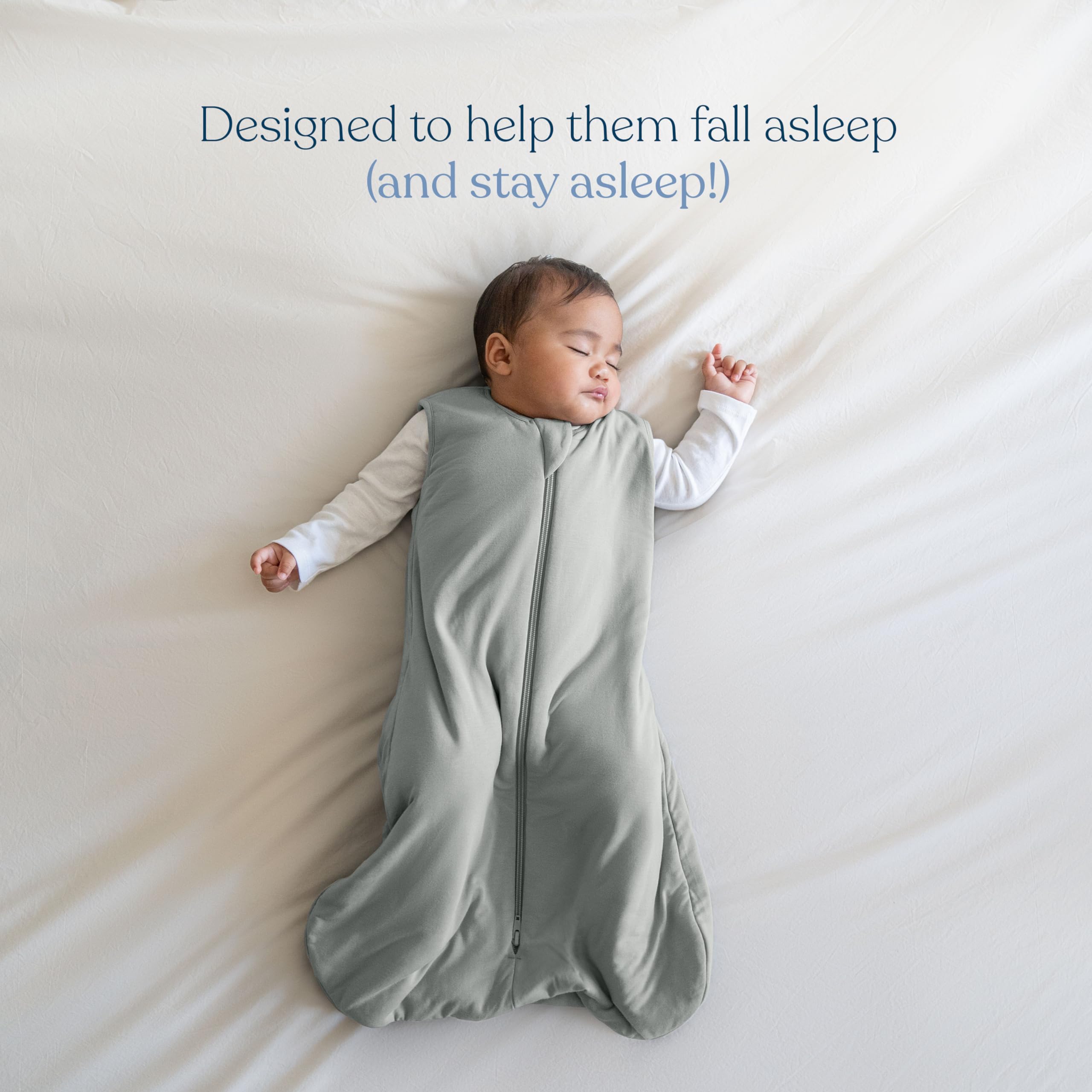 Halo Sleepsack Supersoft Blue Fog side view demonstrates easy 2-way zipper for quick changes