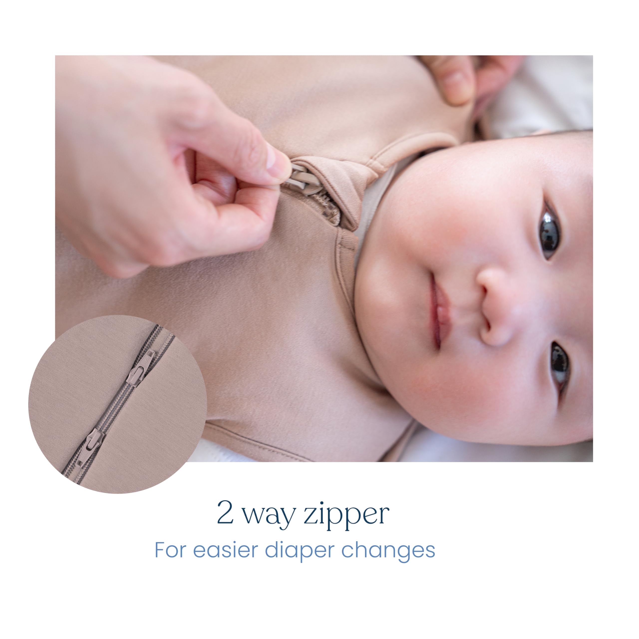 HALO SleepSack SuperSoft swaddle with hands-to-face option for self-soothing.