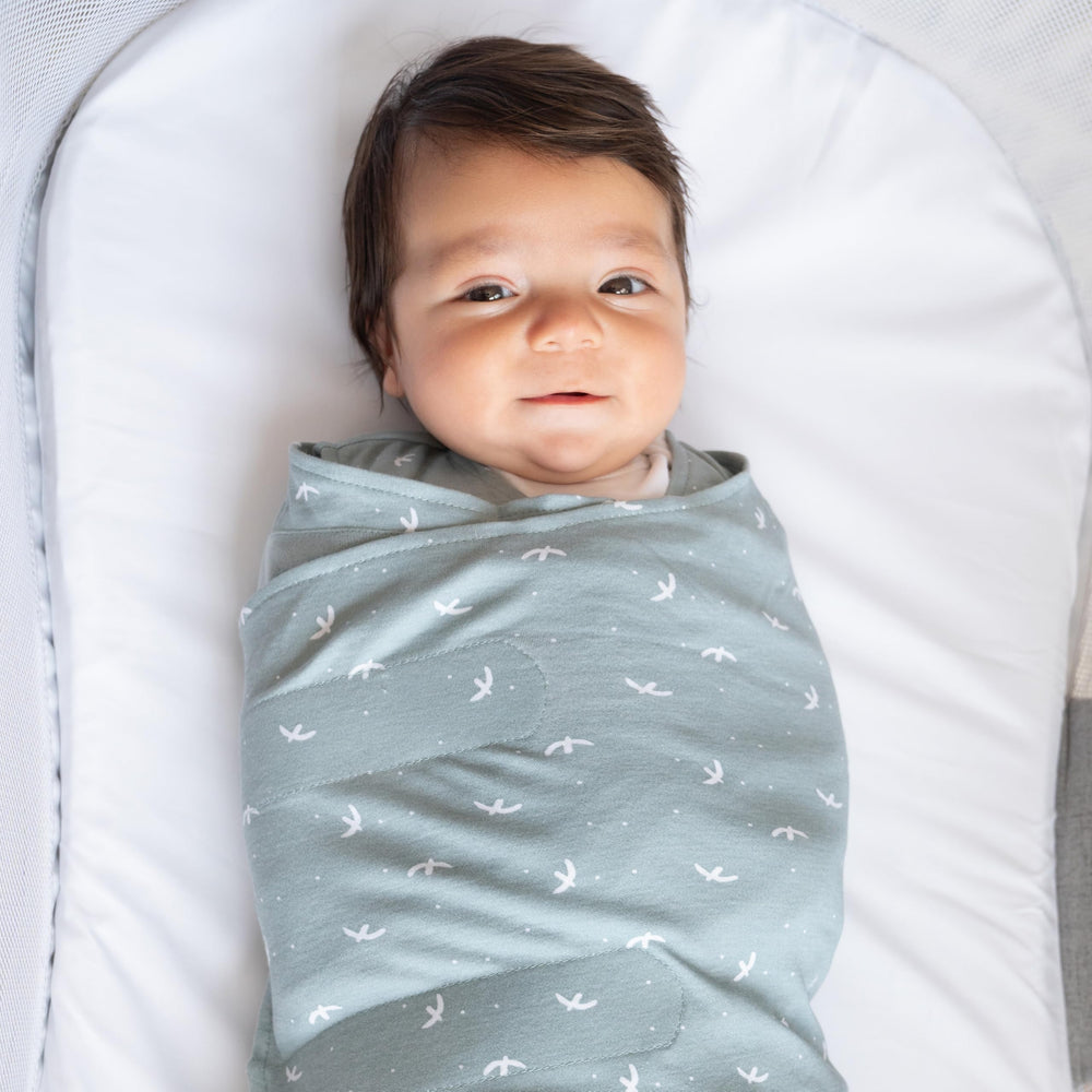 HALO Sleepsack Swaddle birds small fabric close-up shows soft, breathable cotton.
