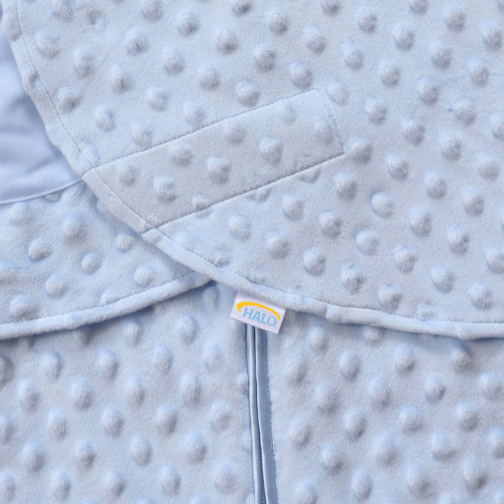 HALO SleepSack Swaddle bottom zipper enables diaper changes while swaddled.