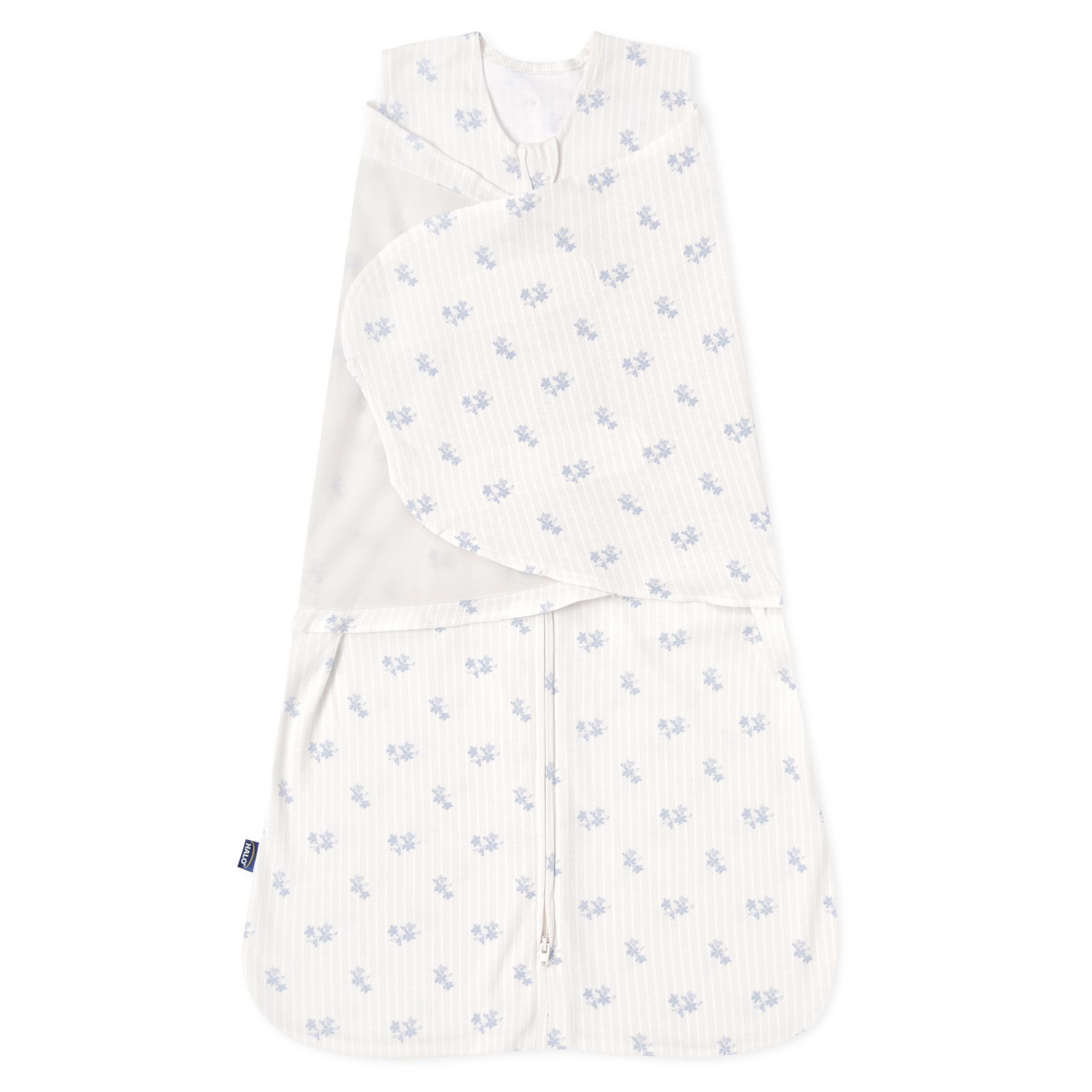 HALO Sleepsack Swaddle floral vintage stripe front view showing cozy, safe sleep design