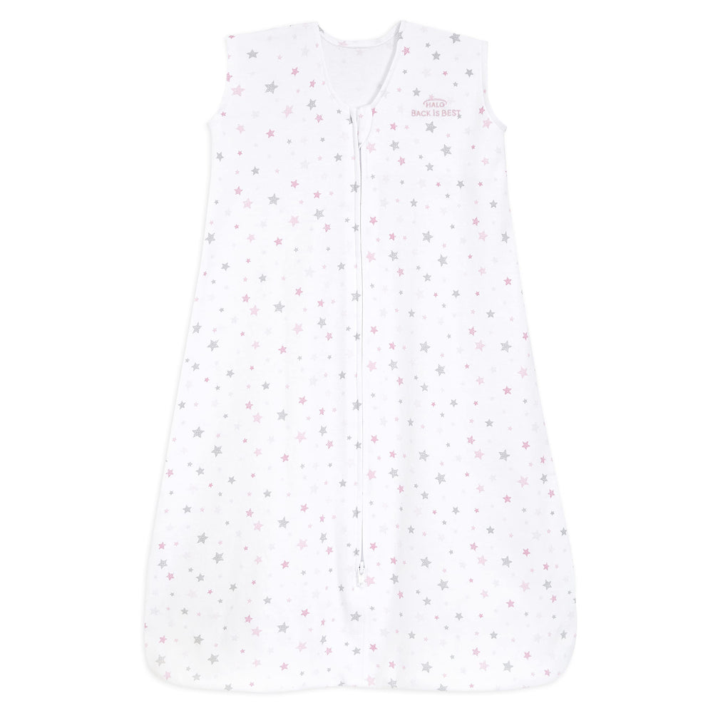 HALO SleepSack Twinkle Pink wearable blanket keeps baby cozy and secure for safe sleep.