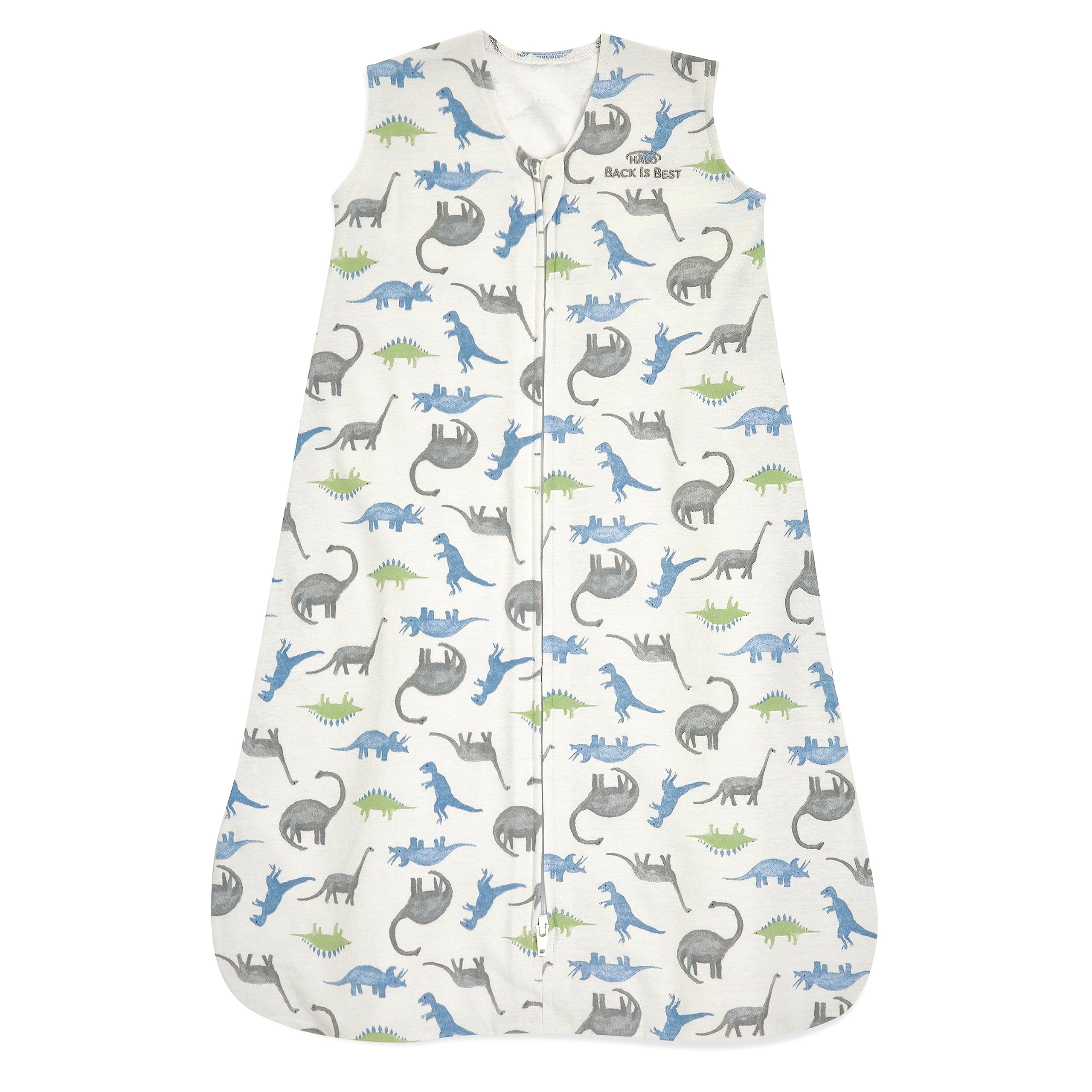 Halo SleepSack Watercolor Dinos front view for cozy, secure sleep