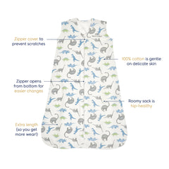 Halo SleepSack Watercolor Dinos hip-healthy design supports safe hips