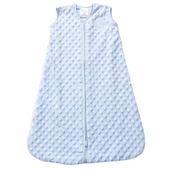 Halo Sleepsack blue plush dots keeps baby cozy with hip-friendly design