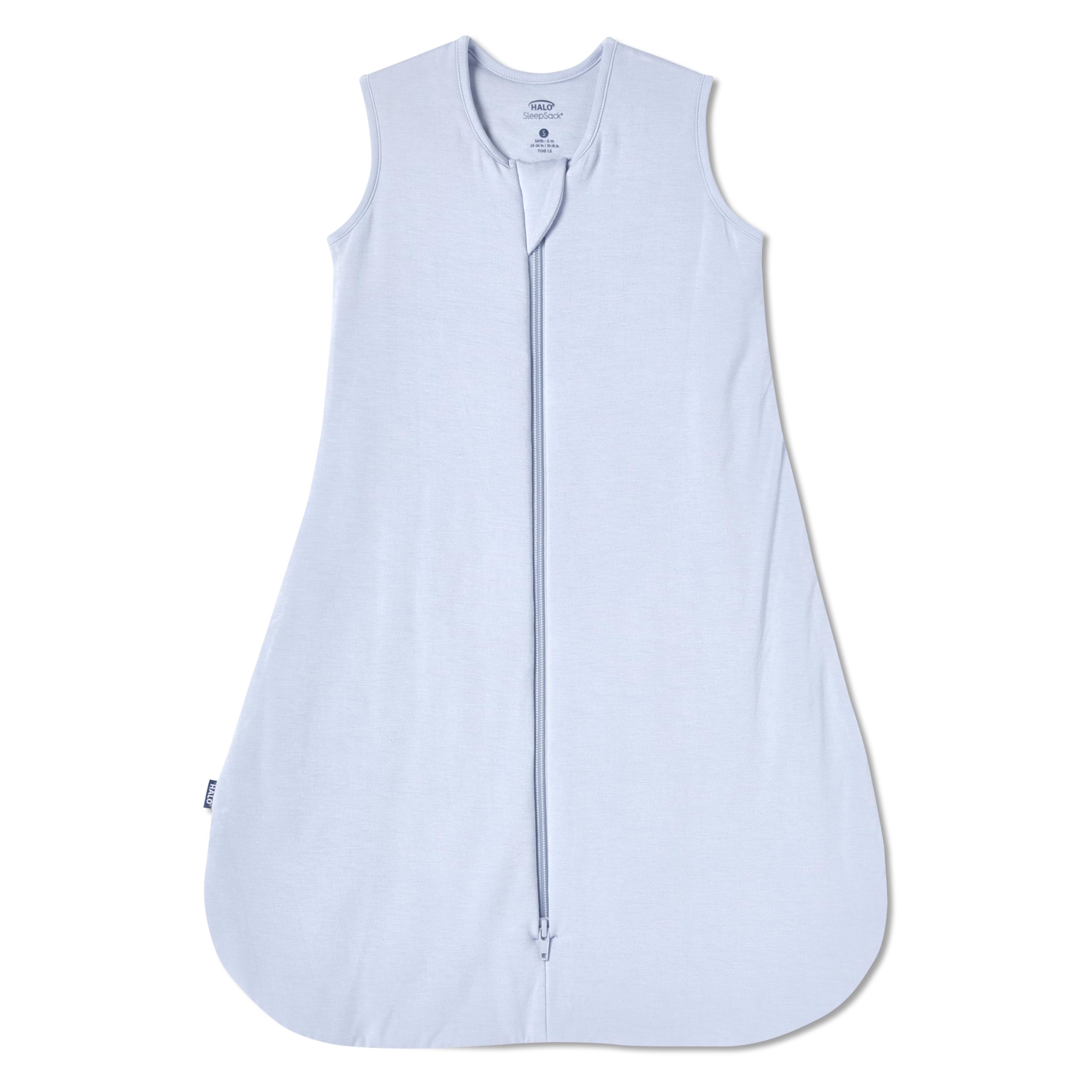 HALO SuperSoft bamboo wearable blanket blue fog closeup fabric for gentle baby comfort.