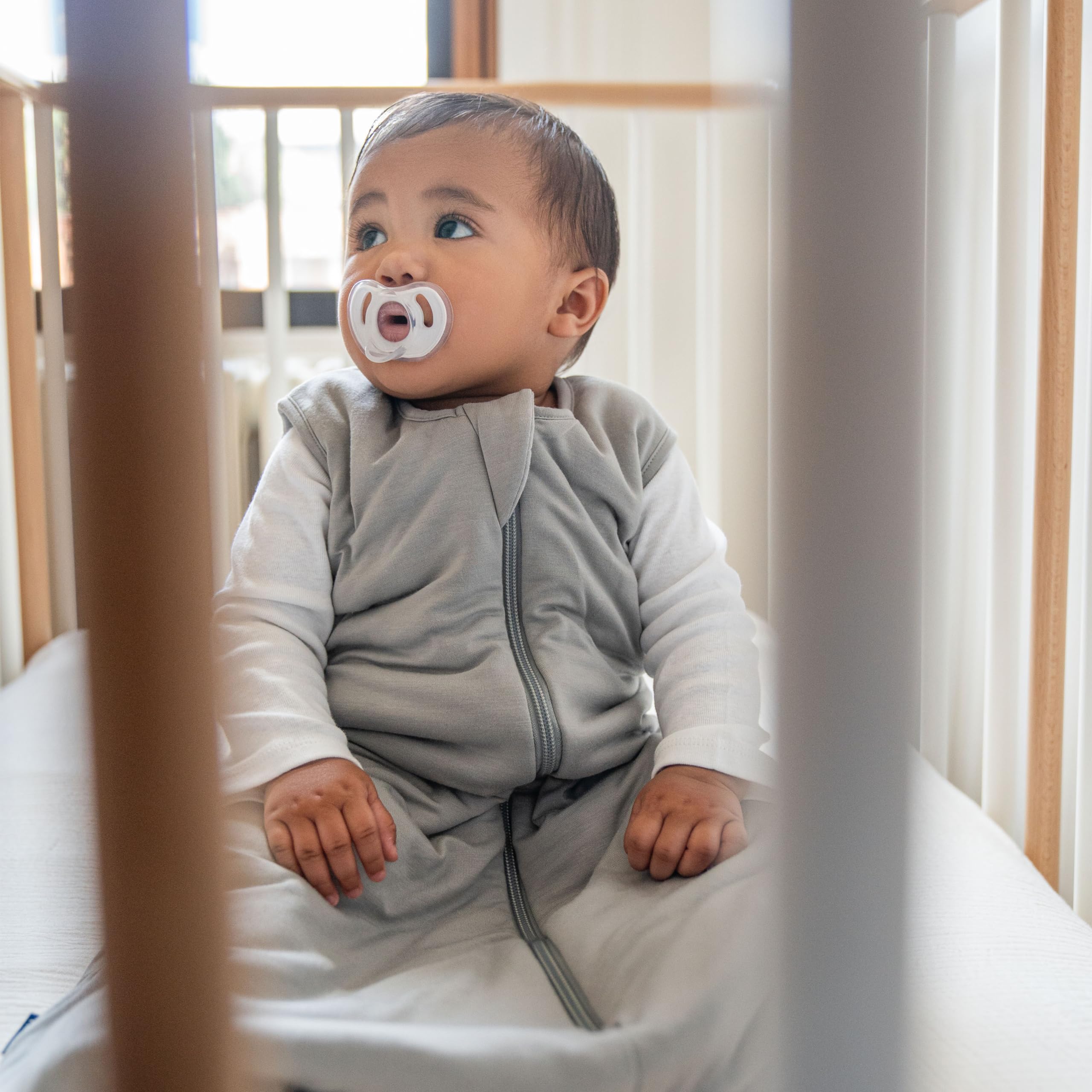 HALO SuperSoft bamboo wearable blanket in storm-grey color for modern nursery.