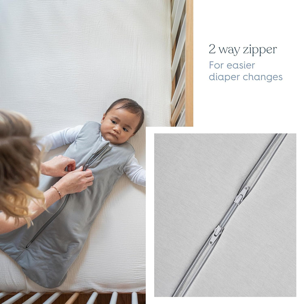 HALO two-way zipper blanket enables easy nighttime diaper changes.