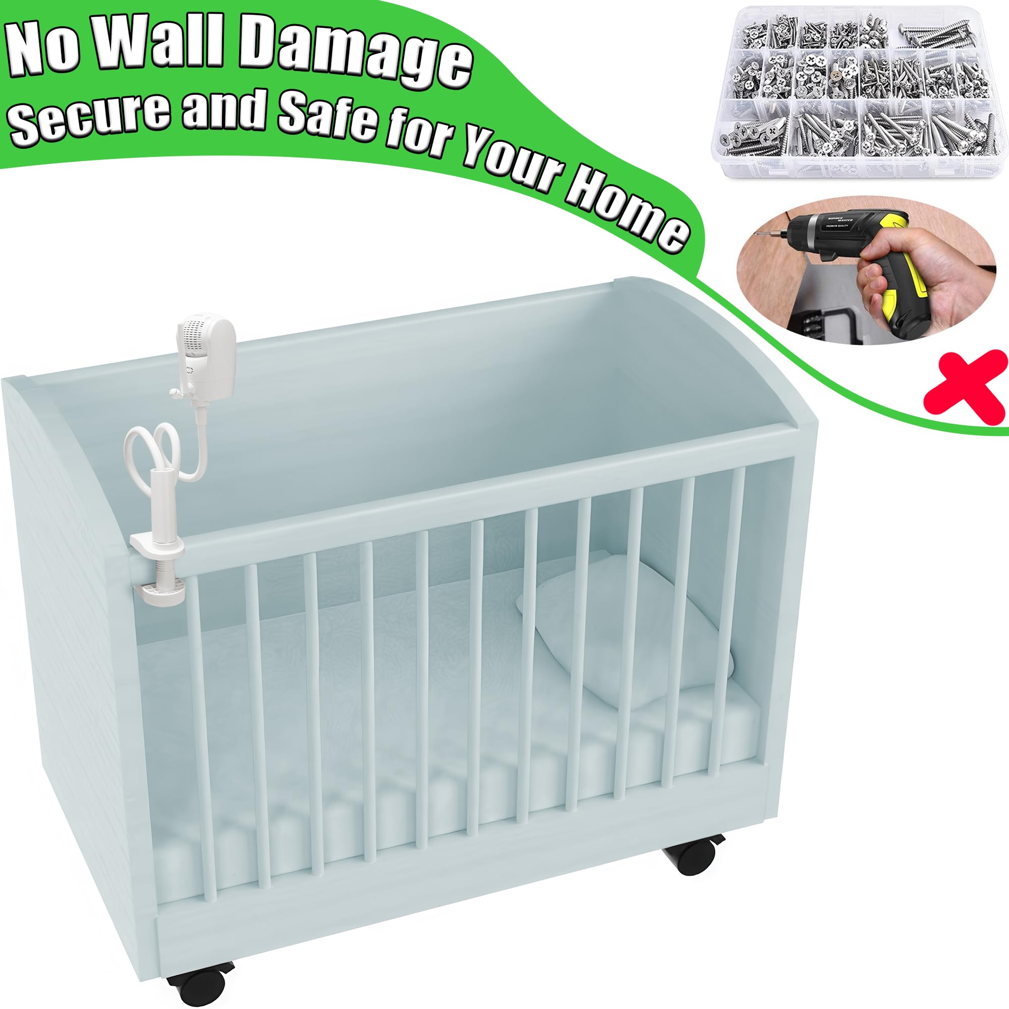 Lofty 31.5-inch stand elevates cameras for clear nursery monitoring.