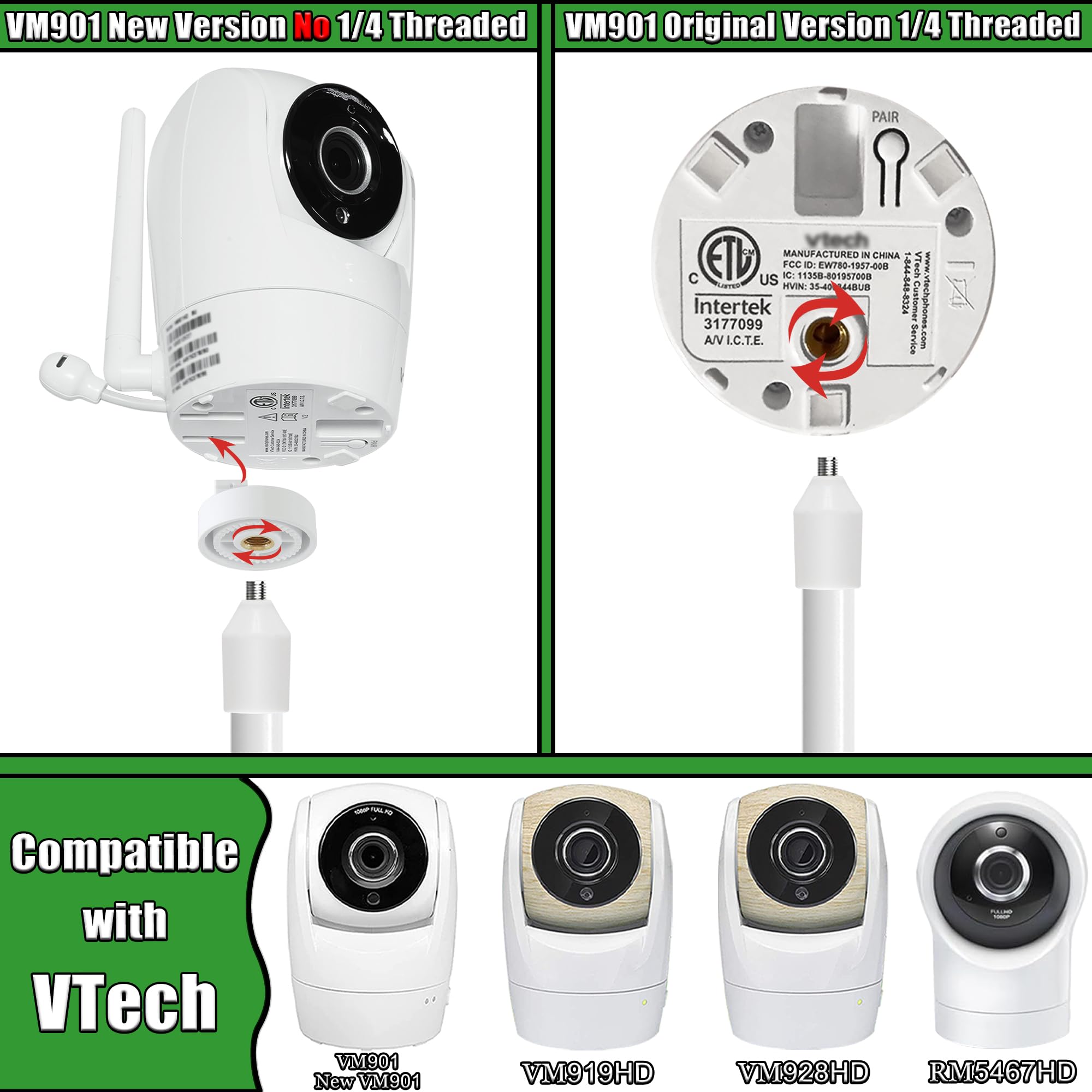 Haloera 360-degree rotation mount for VM928HD provides precise camera positioning.