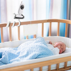 Haloera easy-install no-tools setup shows tool-free attachment to crib rails.