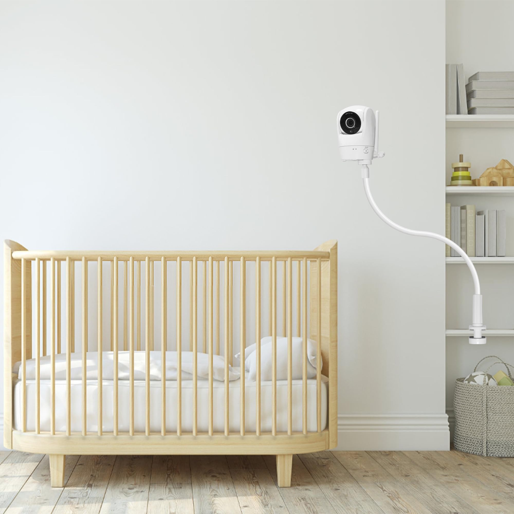 Knob clamp ensures tool-free, safe installation on cribs or shelves.