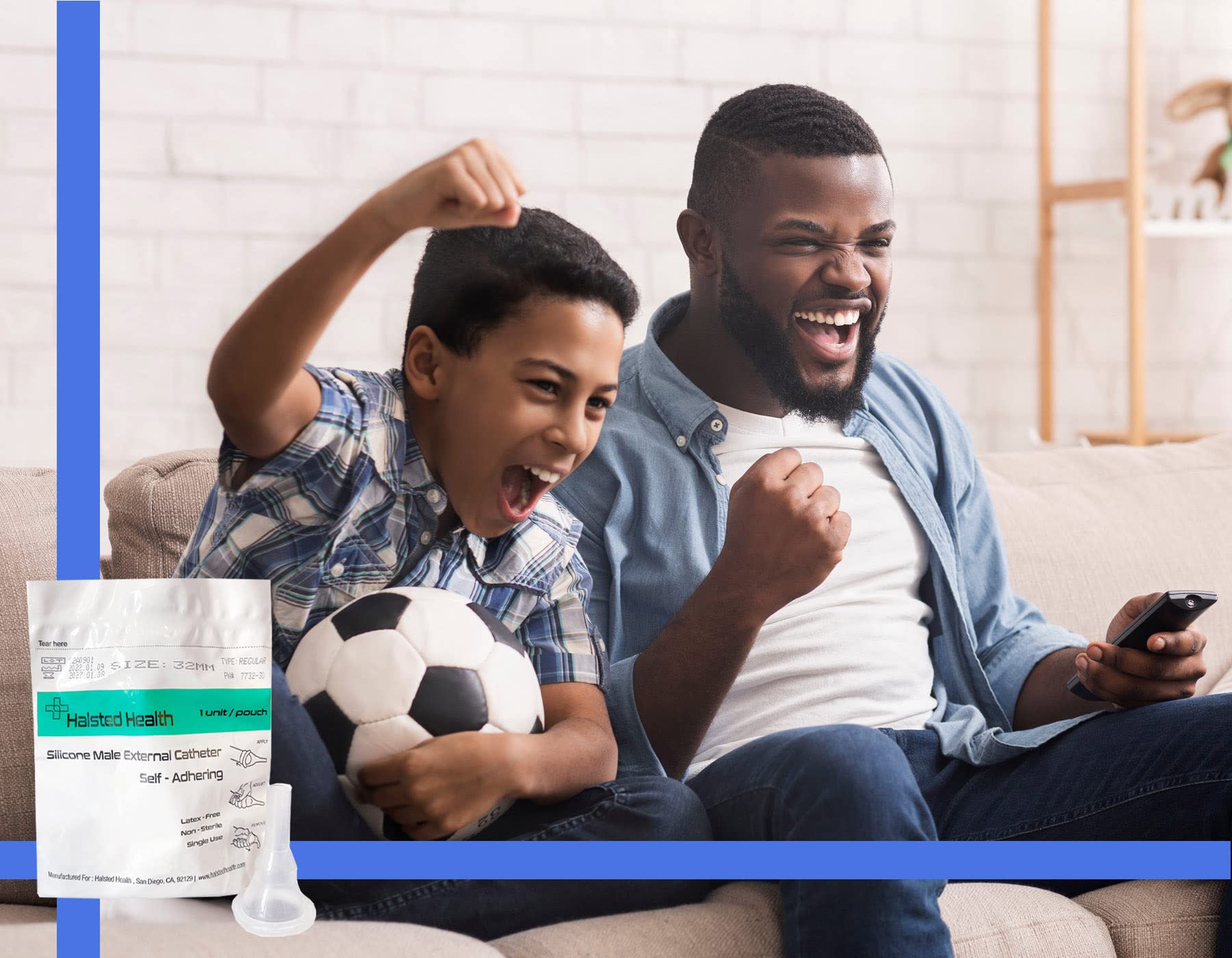 Halsted Health built-in adhesive band simplifies application and removal.