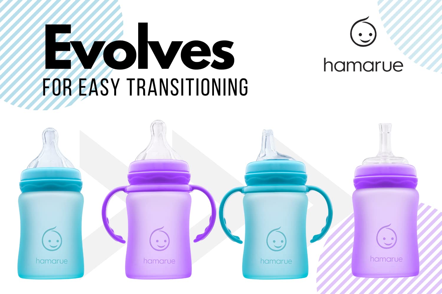 Hamarue 5 oz glass sippy cup features a soft mouthpiece for gentle sipping