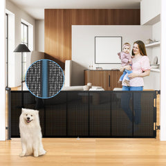 HAMOPY 120-inch reinforced retractable gate in full view for wide doorway protection