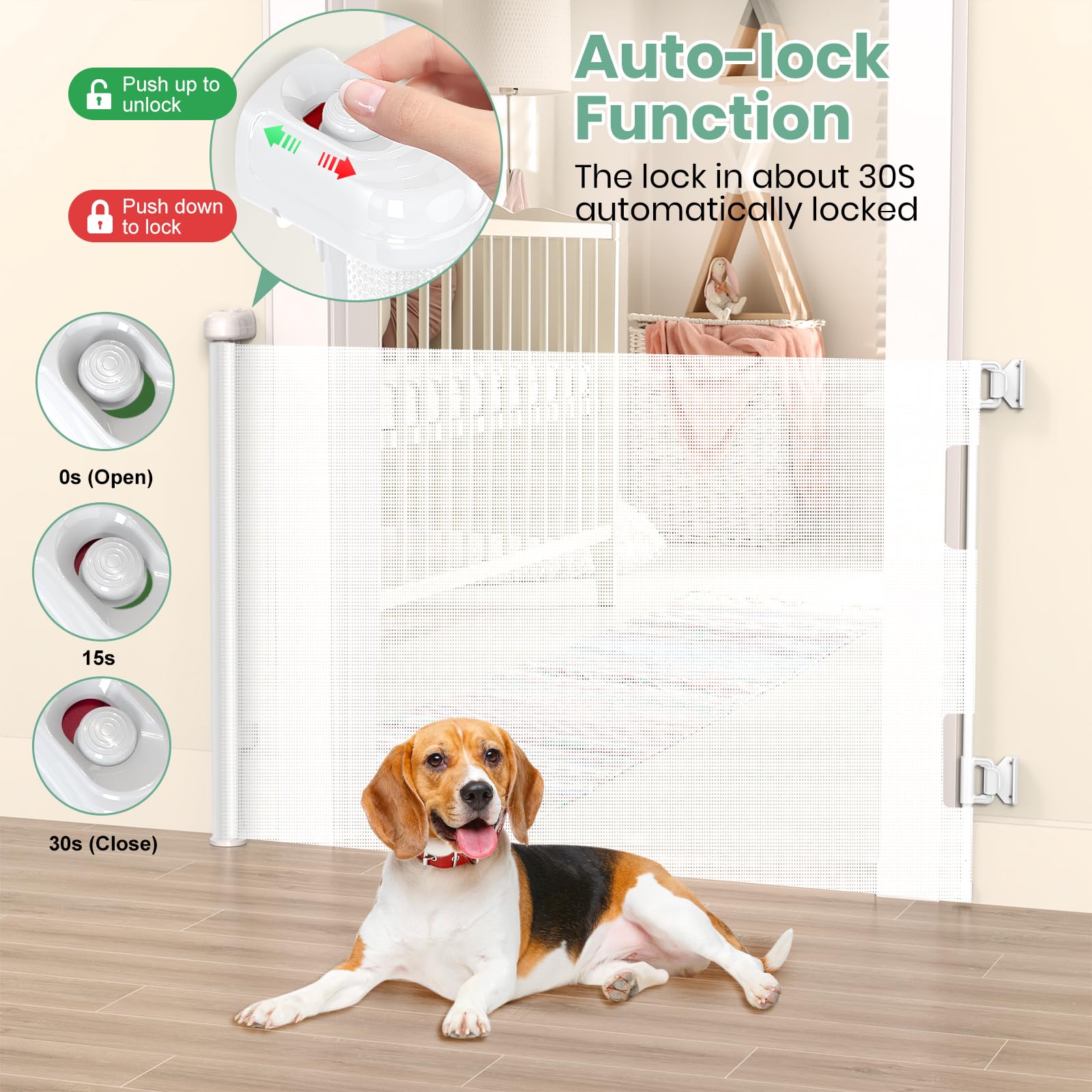 HAMOPY 33-inch tall gate for stairs and doorways, safe navigation and easy setup.