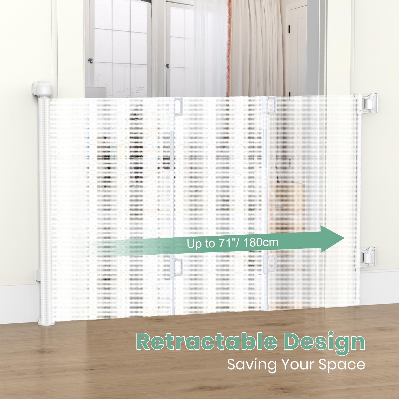 HAMOPY durable mesh material gate designed for daily use with kids and pets.