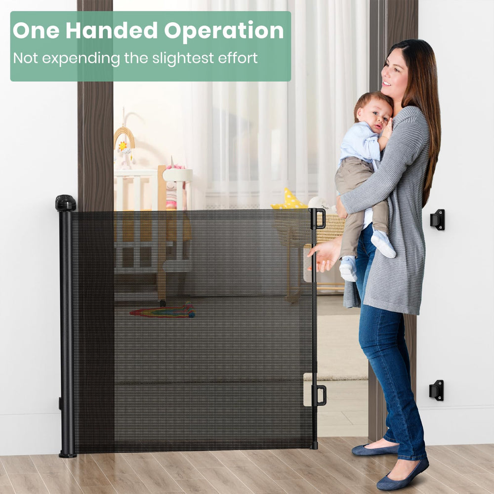HAMOPY gate installed between stairs with user-friendly latch