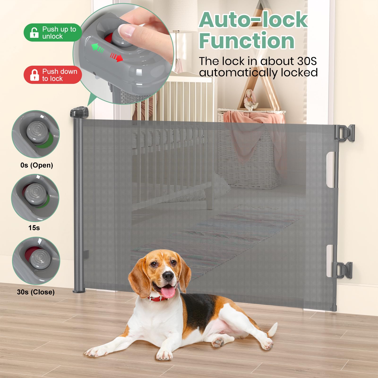 HAMOPY 33-inch tall gate fits narrow doorways, easy to manage.