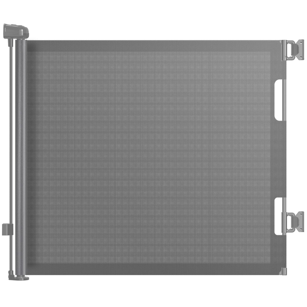 HAMOPY retractable baby gate extended to fit wide doorways and stairs for versatility