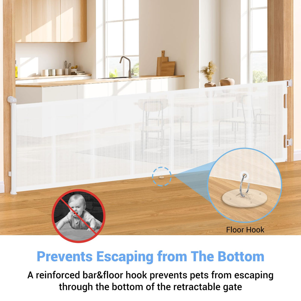 HAMOPY retractable gate with automatic locking for quick, safe one-handed use.