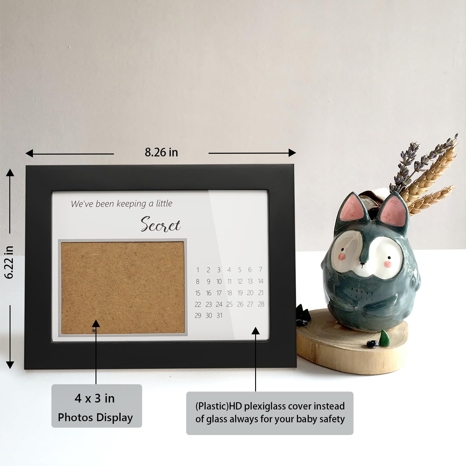 HAMUIERS black pregnancy announcement frame with sleek modern look