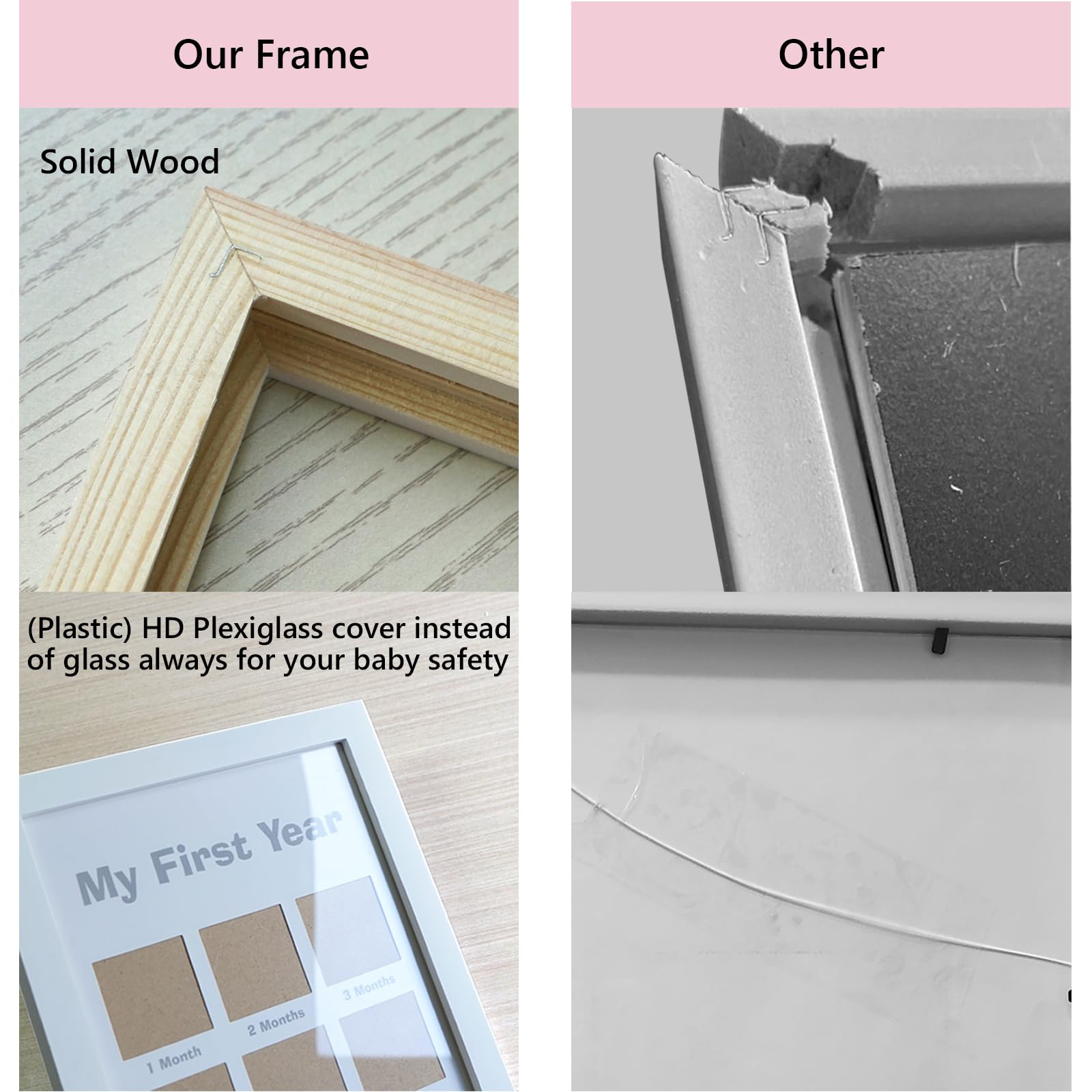 HAMUIERS First Year Frame shown as nursery decor to brighten the baby's room with keepsakes.