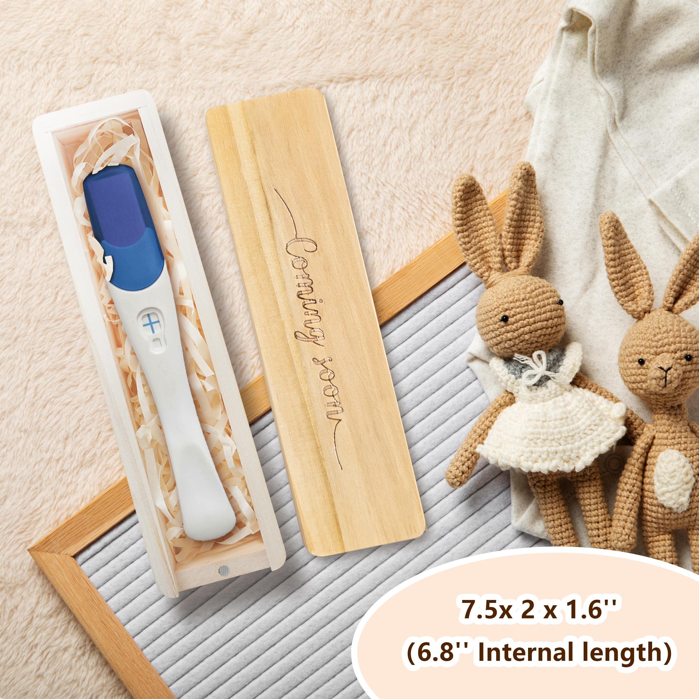 HAMUIERS pregnancy-test-keepsake-box rustic raffia ribbon enhances delicate reveal