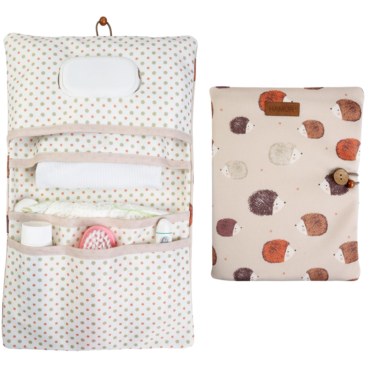 HAMUR HOME diaper bag organizer main compartment keeps diapers and wipes neatly accessible.