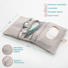 HAMUR HOME diaper bag organizer with side pocket open for quick wipes access.