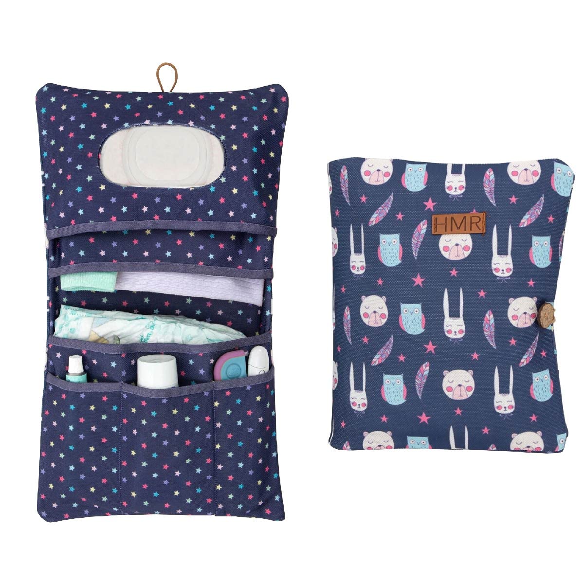 HAMUR HOME baby diaper bag organizer in purple, travel-ready and spacious.