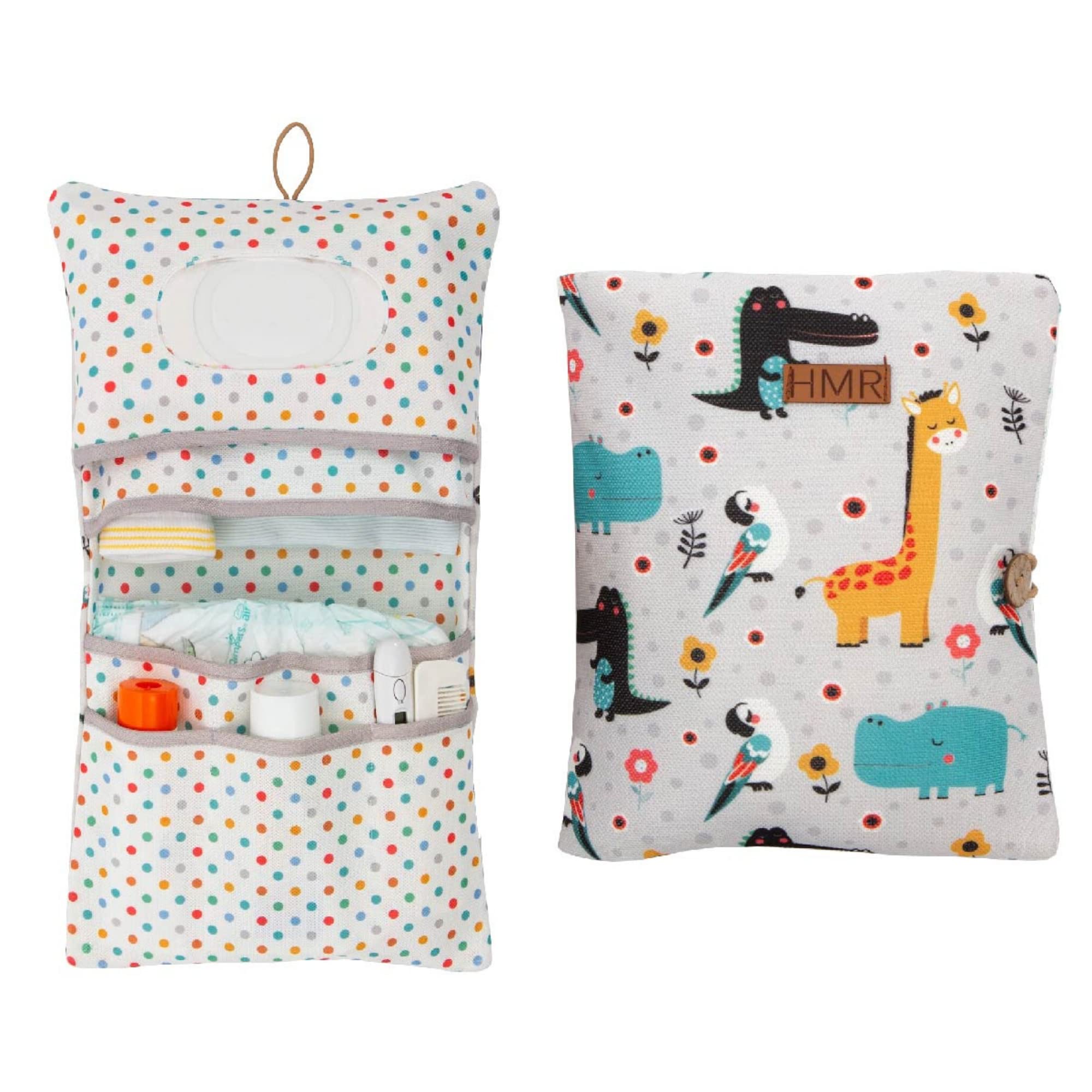 HAMUR HOME baby diaper bag organizer for travel keeps diapers and wipes neatly organized on the go.