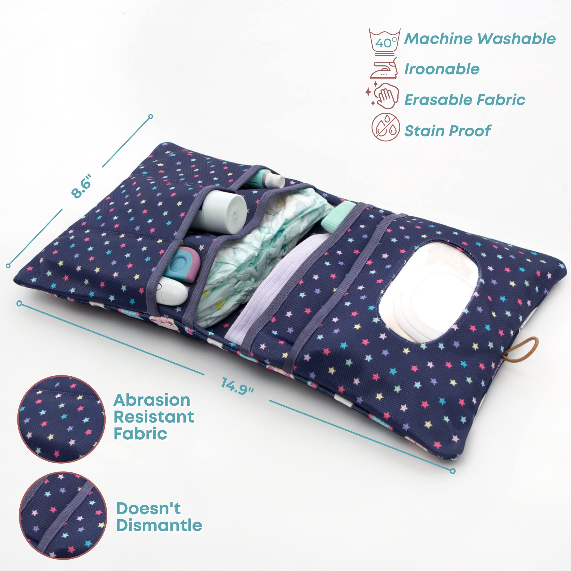 HAMUR HOME compact foldable diaper pouch in purple, ideal for on-the-go parents.