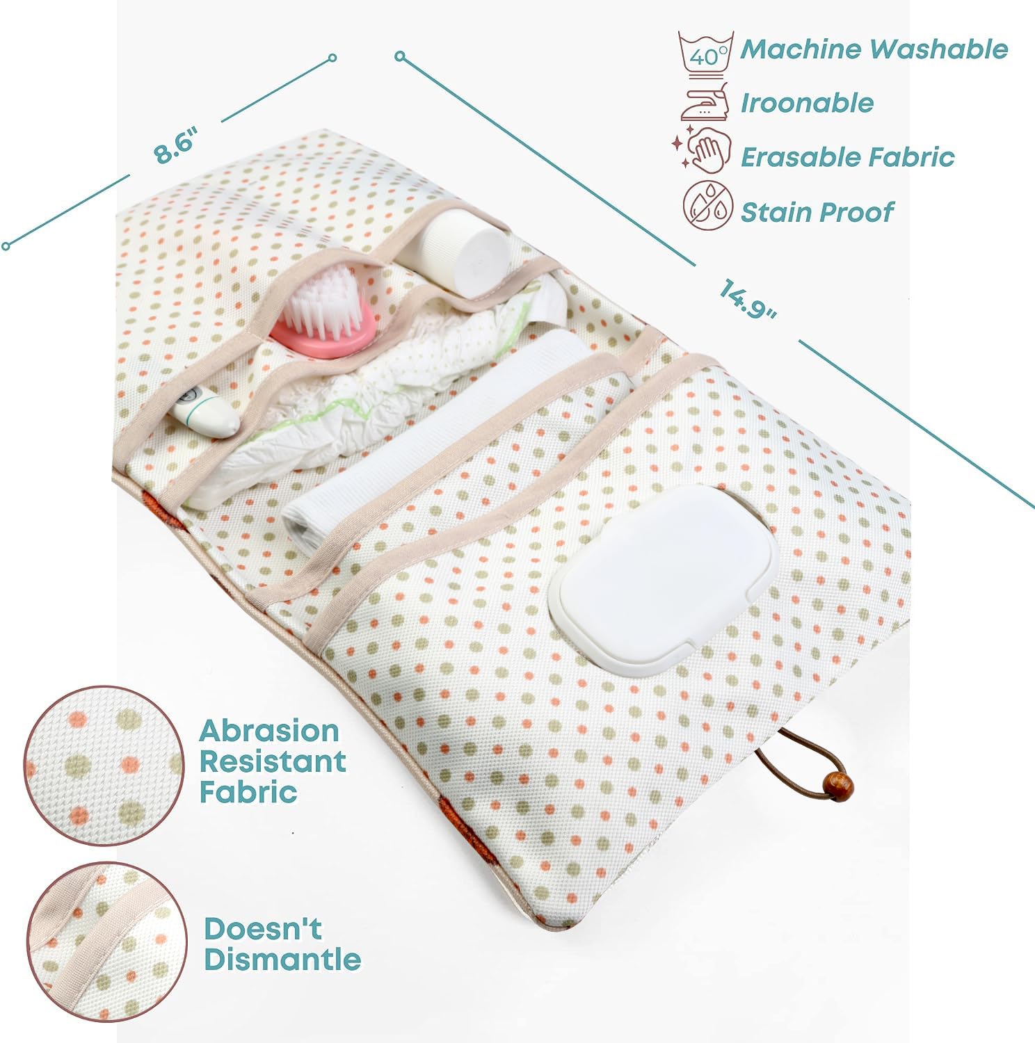 HAMUR HOME compact foldable diaper pouch fits compactly when not in use.