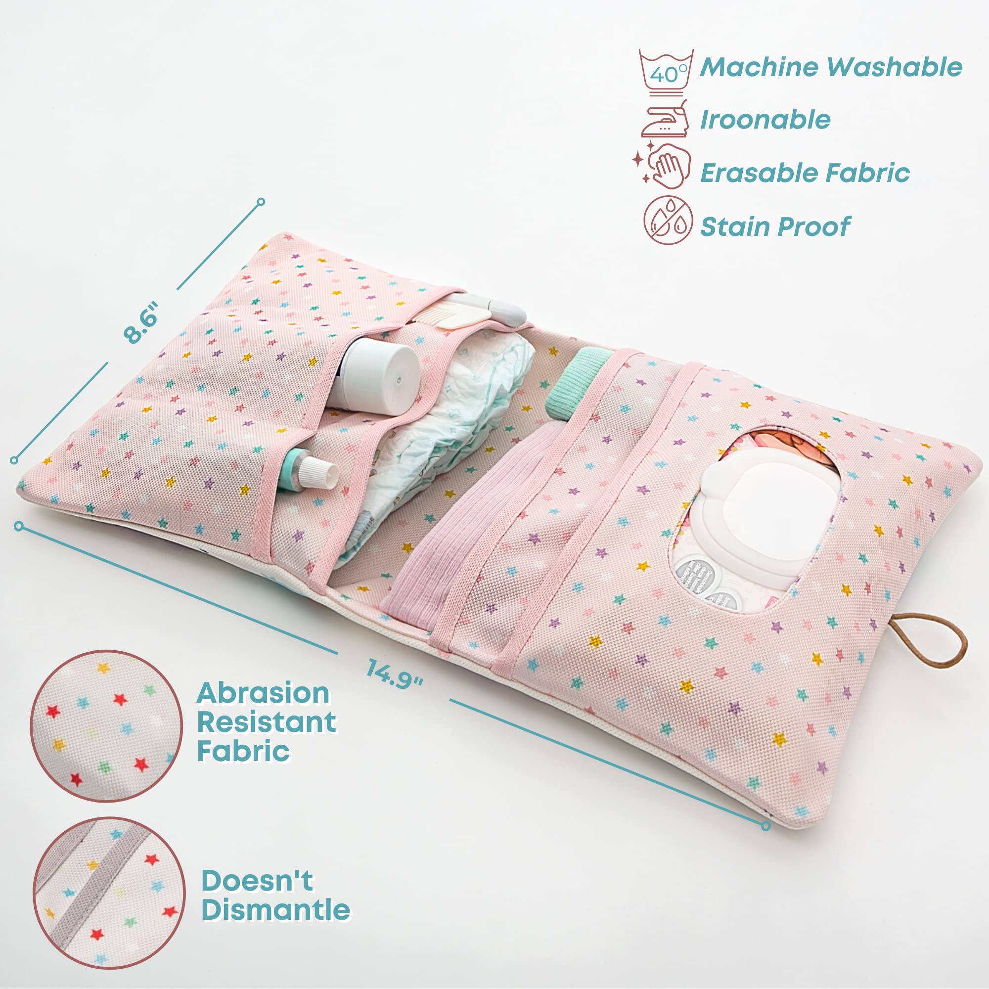 HAMUR HOME Elephant open compartments for diapers and wipes.