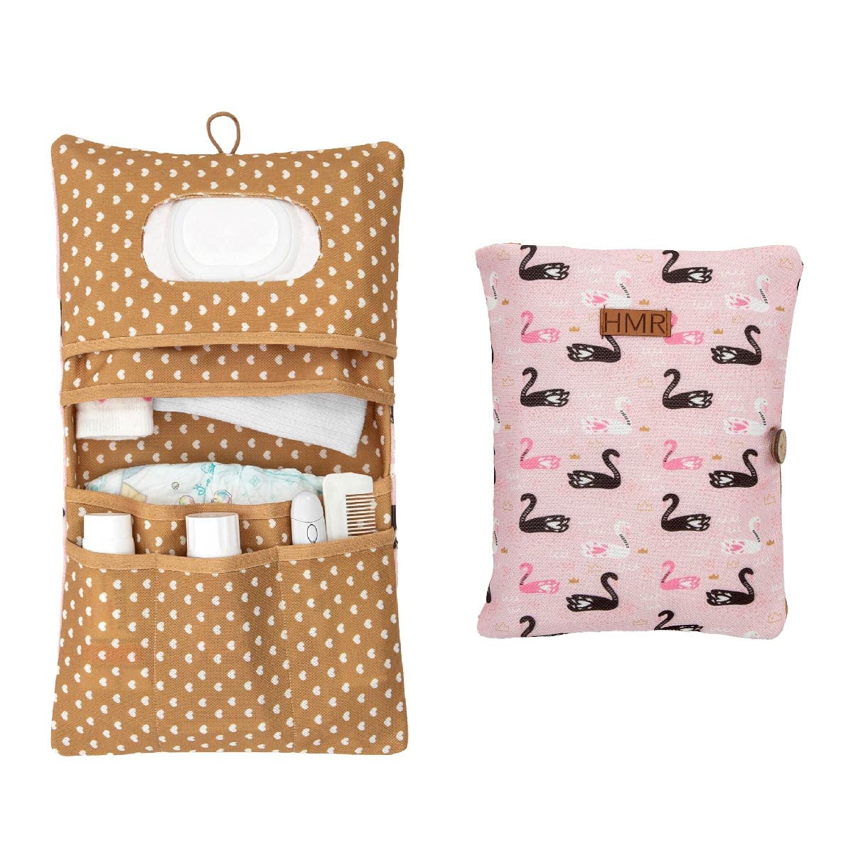 HAMUR HOME Swan diaper bag organizer in travel-compact view for quick on-the-go diaper changes.