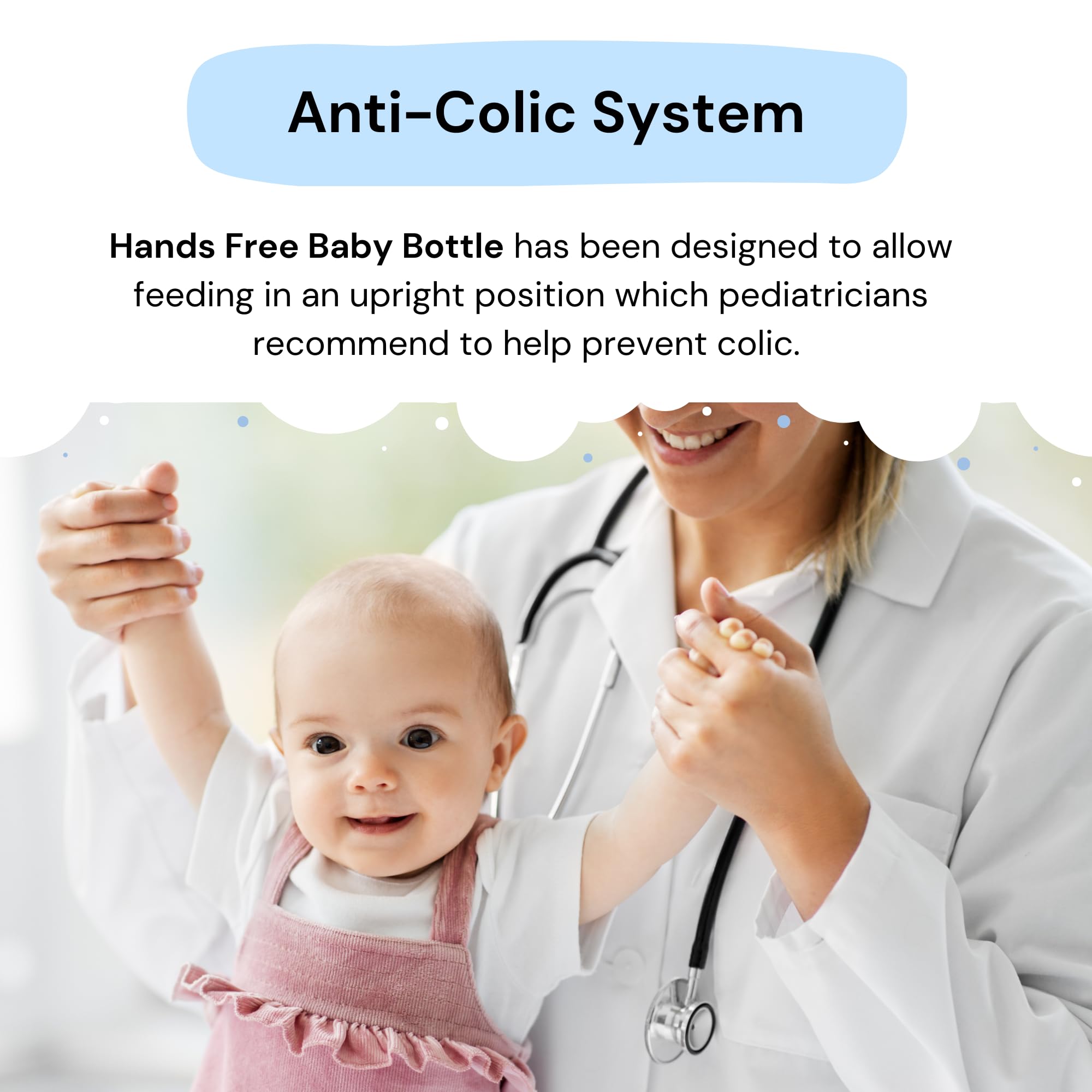 Hands-Free Baby Bottle Panda tube straw system enables upright feeding